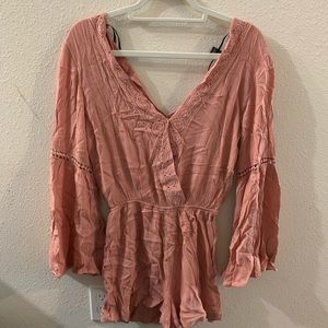 Pink/Salmon Long sleeve Romper